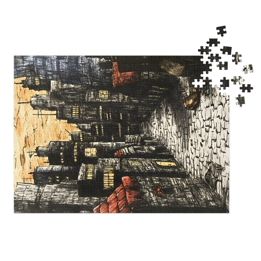 Dystopian City Alley 
 Jigsaw Puzzle in Tin Box