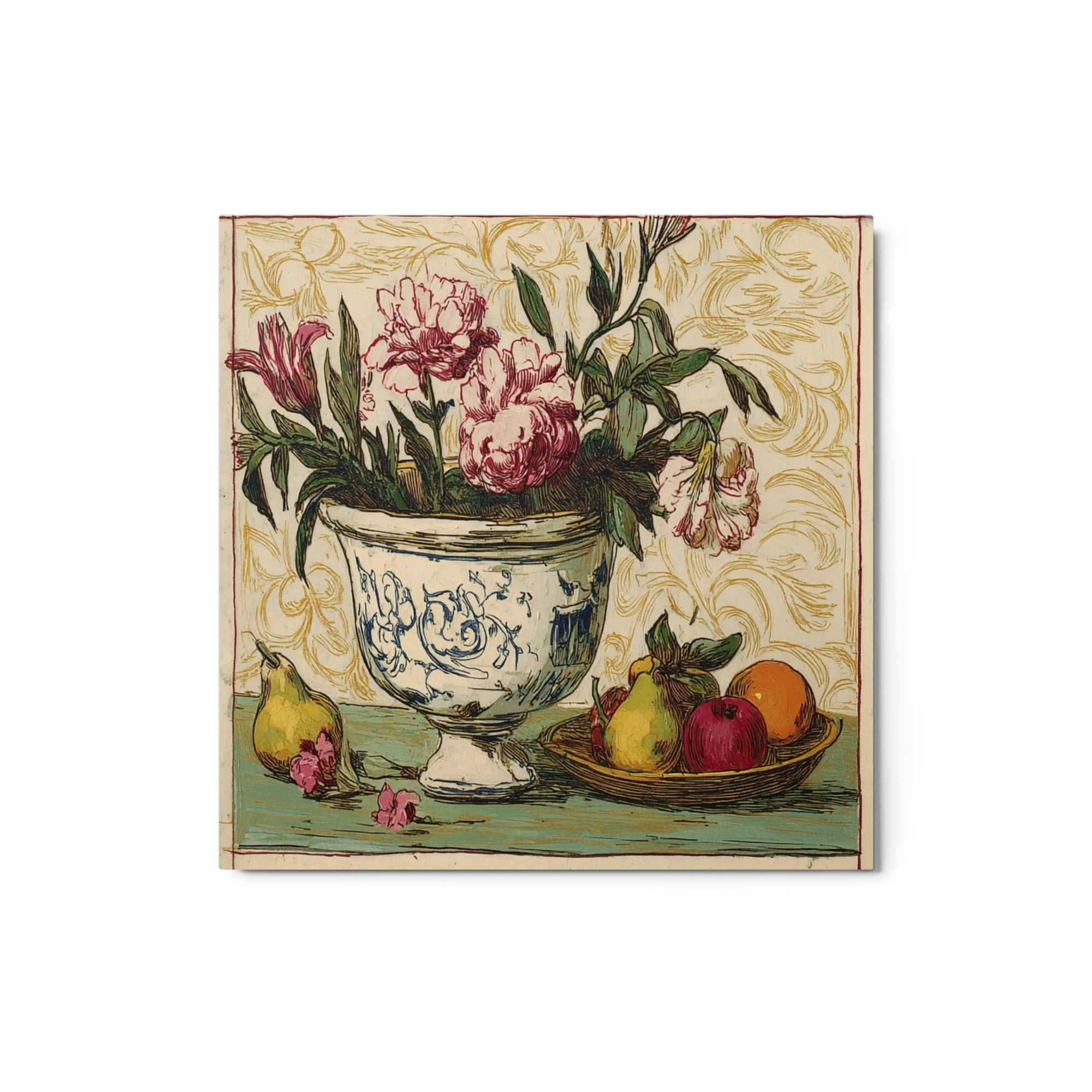 Still Life with Peonies and Fruit