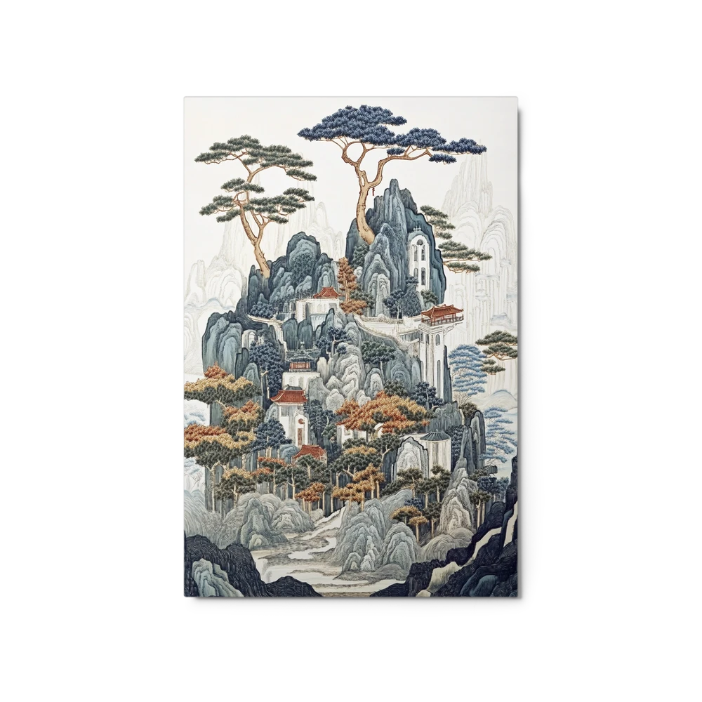 Serene Mountain Pagodas | Art Print