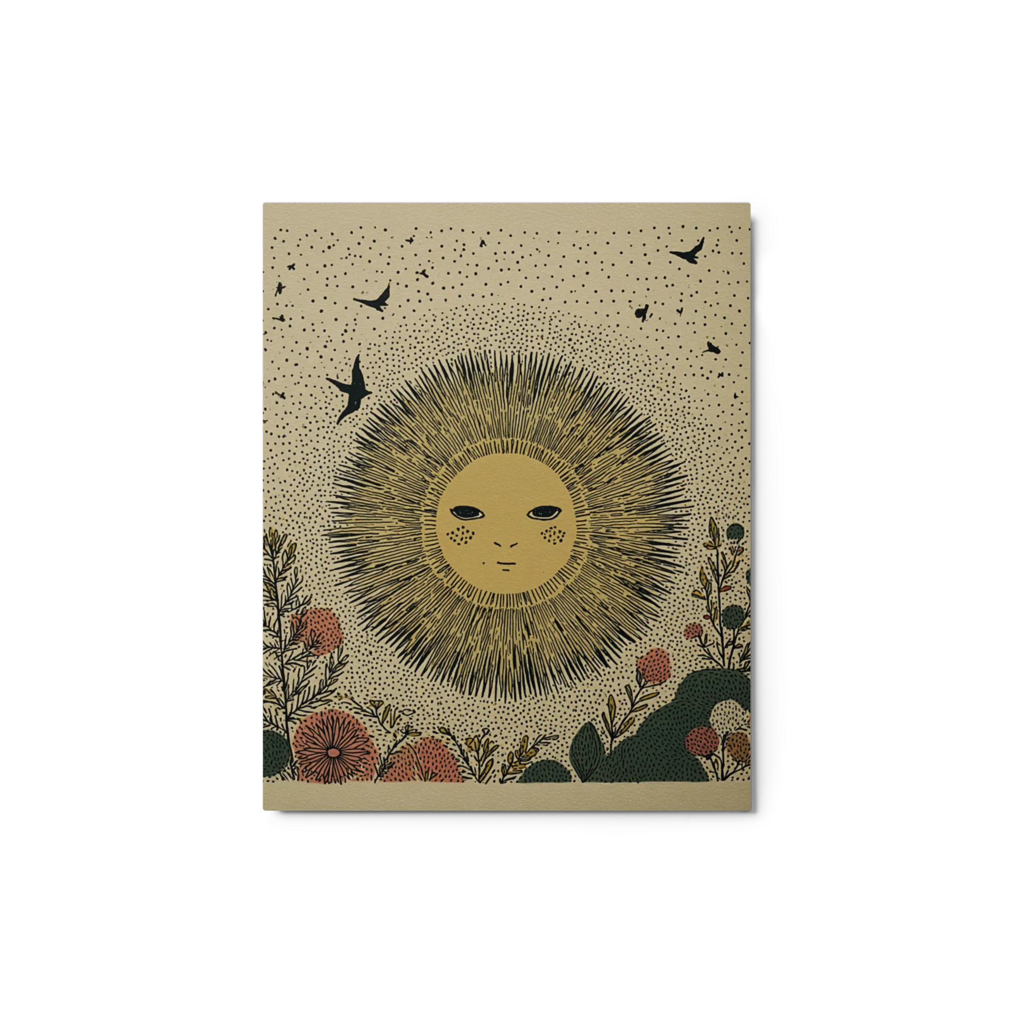 Folk Art Sun and Birds