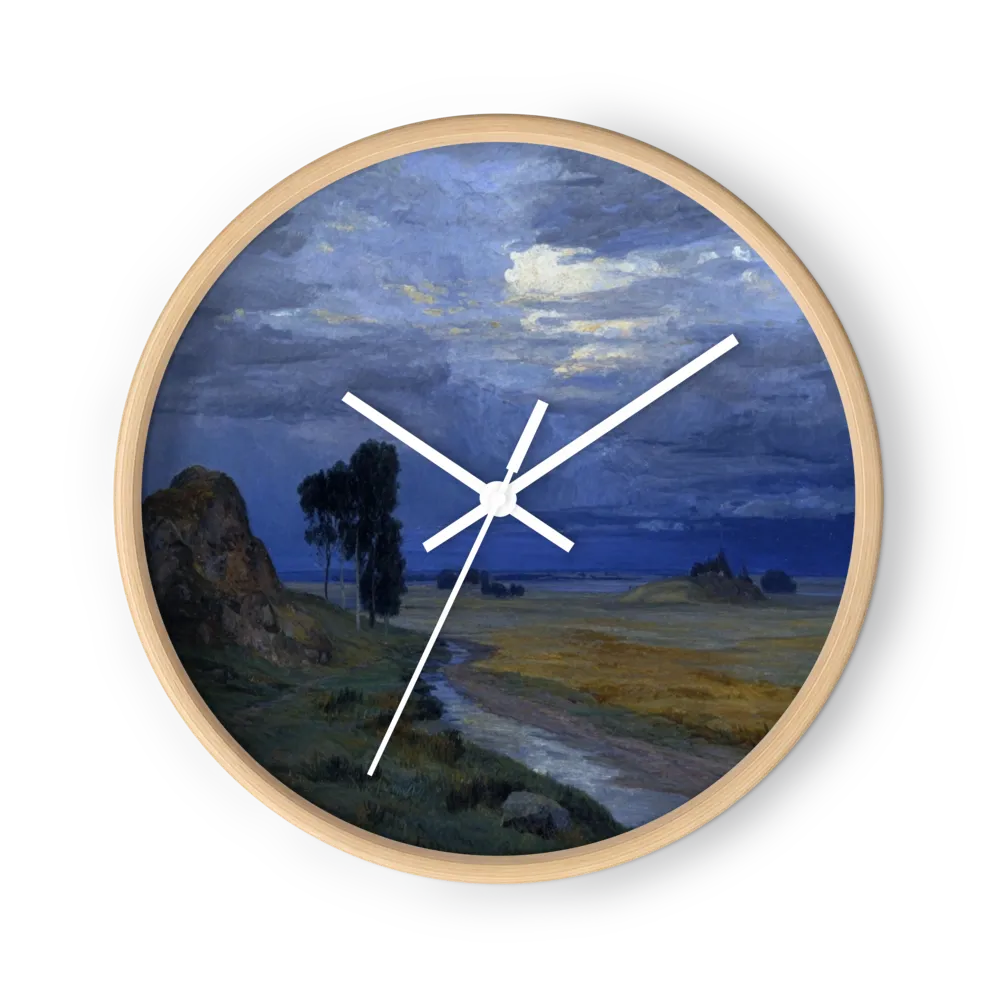 Nordic Blue Nocturne Wall Clocks — Moonlight Over The Moor