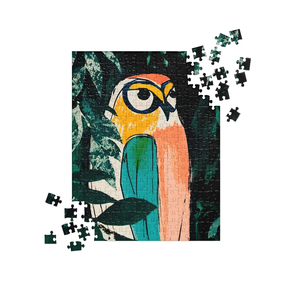 Colorful Owl in Jungle 
 Jigsaw Puzzle in Tin Box