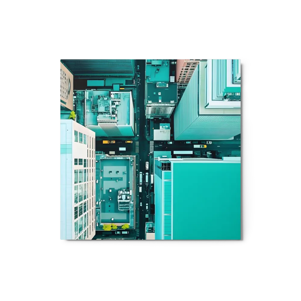 Urban Teal Horizon 
 Poster with Red oak Frame | 16″x 16″
