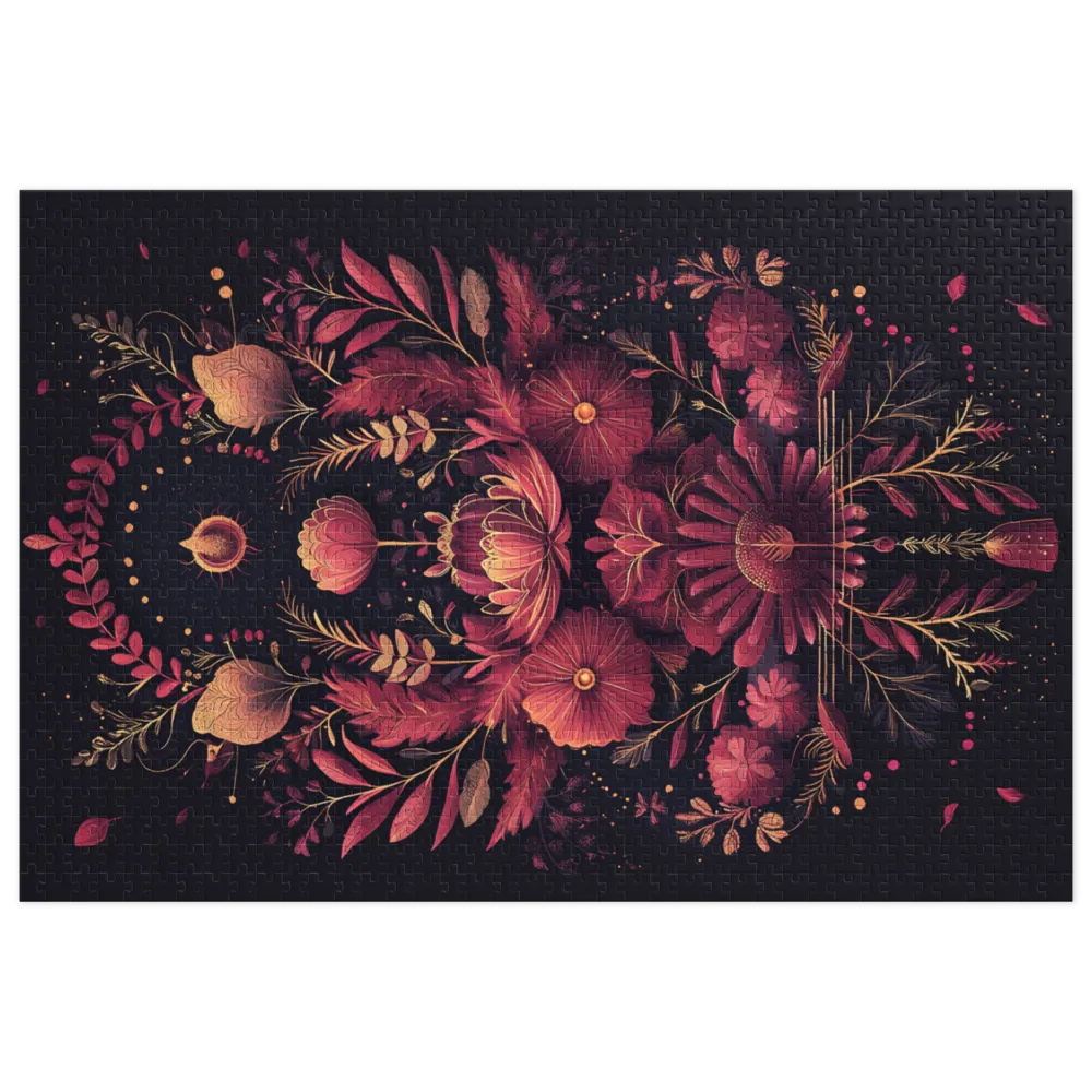 Simetria Floral Dourada 
 Puzzle em caixa de metal