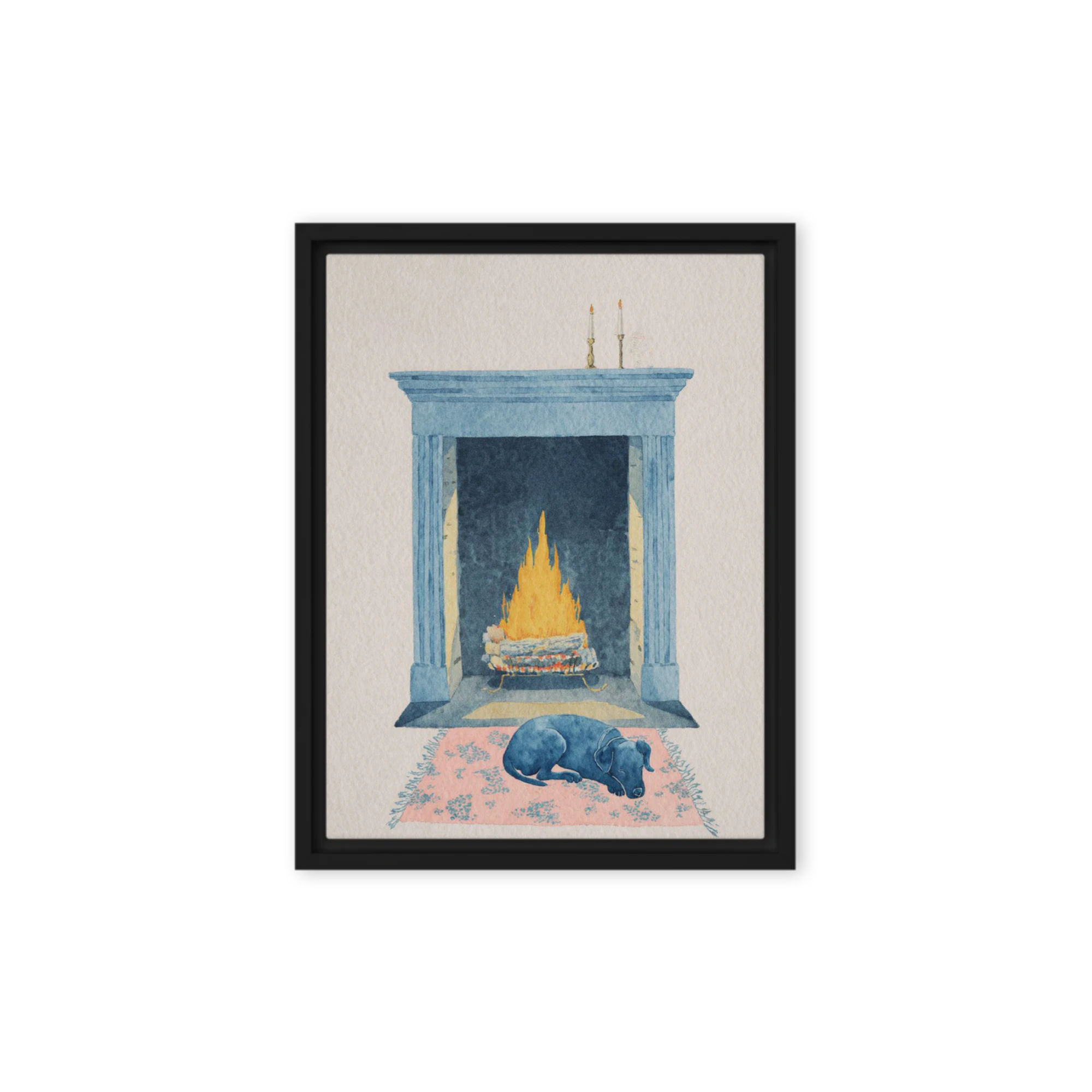 Cozy Fireplace Companion | Art Print