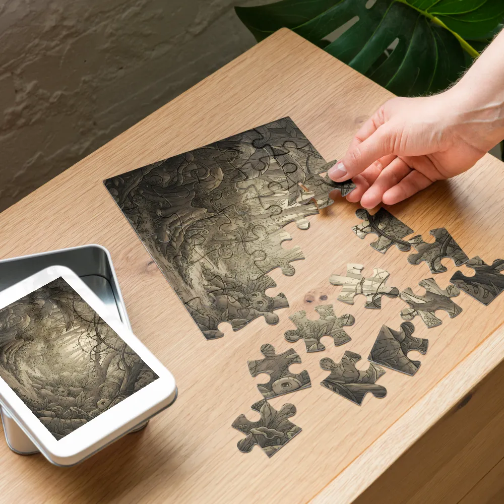 Caminho Encantado da Floresta 
 Puzzle em caixa de metal