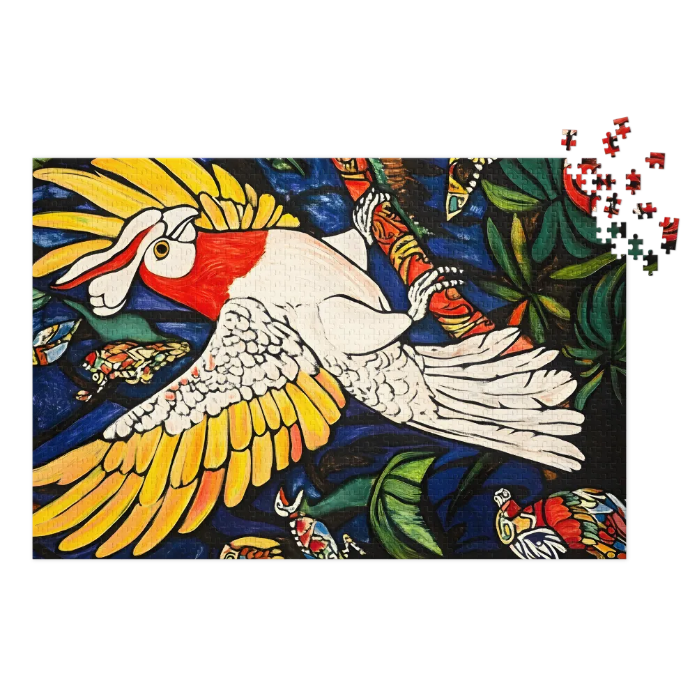 Colorful Cockatoo in Tropical Foliage
