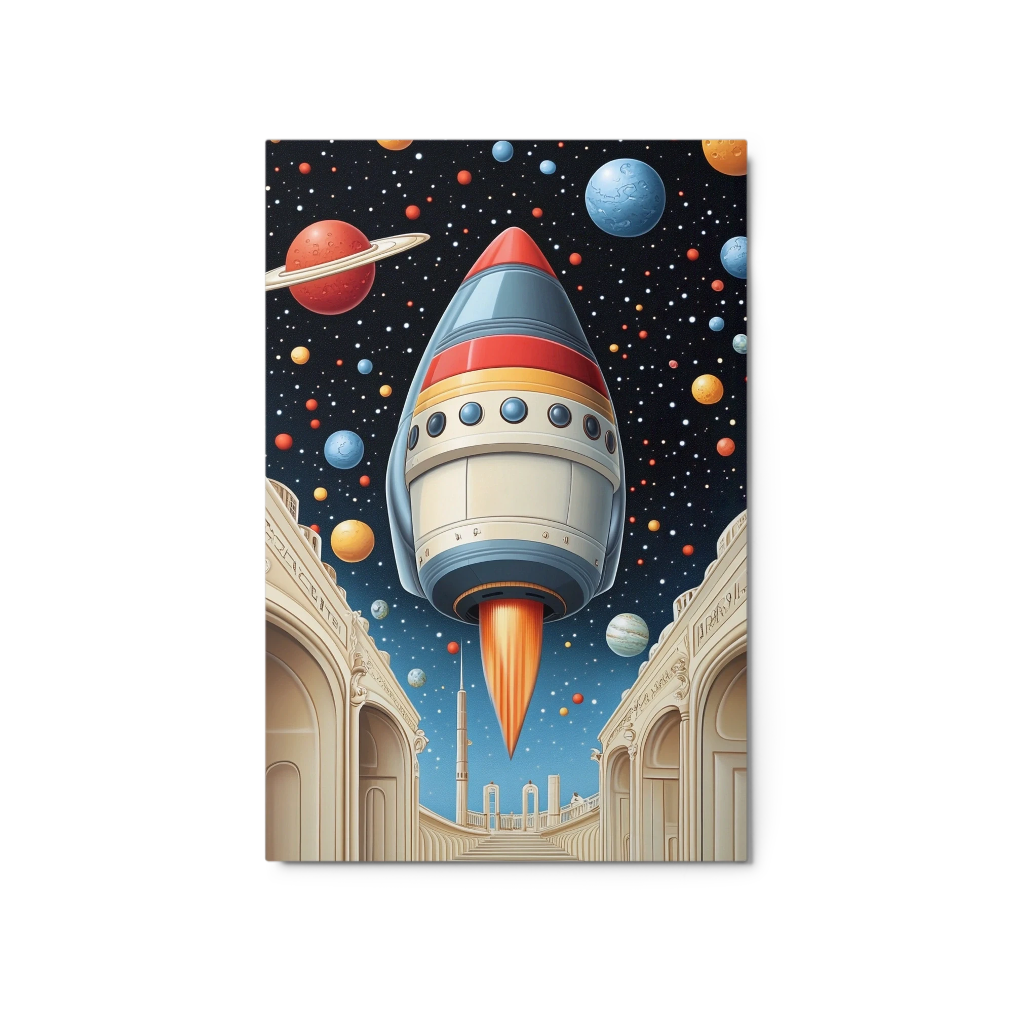 Colorful Rocket in Space