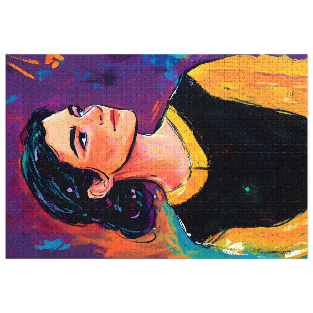 Contemplative Portrait in Vibrant Hues 
 Jigsaw Puzzle in Tin Box