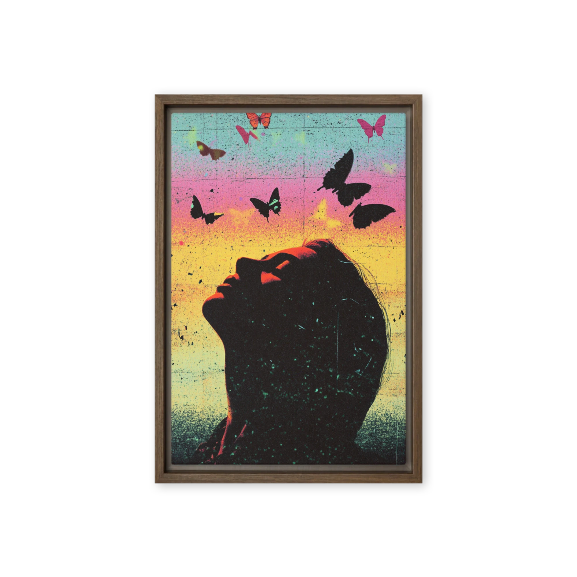 Silhouette of a Woman with Butterflies