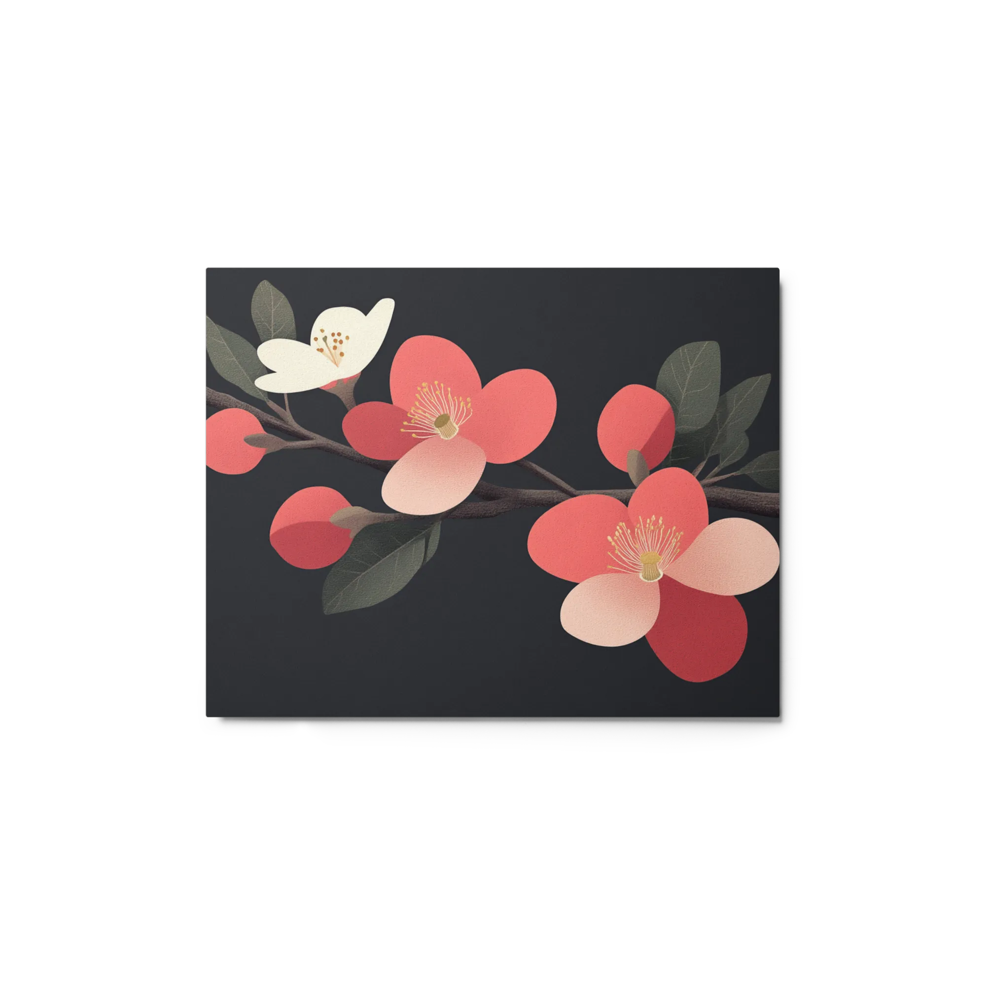 Coral Blossoms on Charcoal