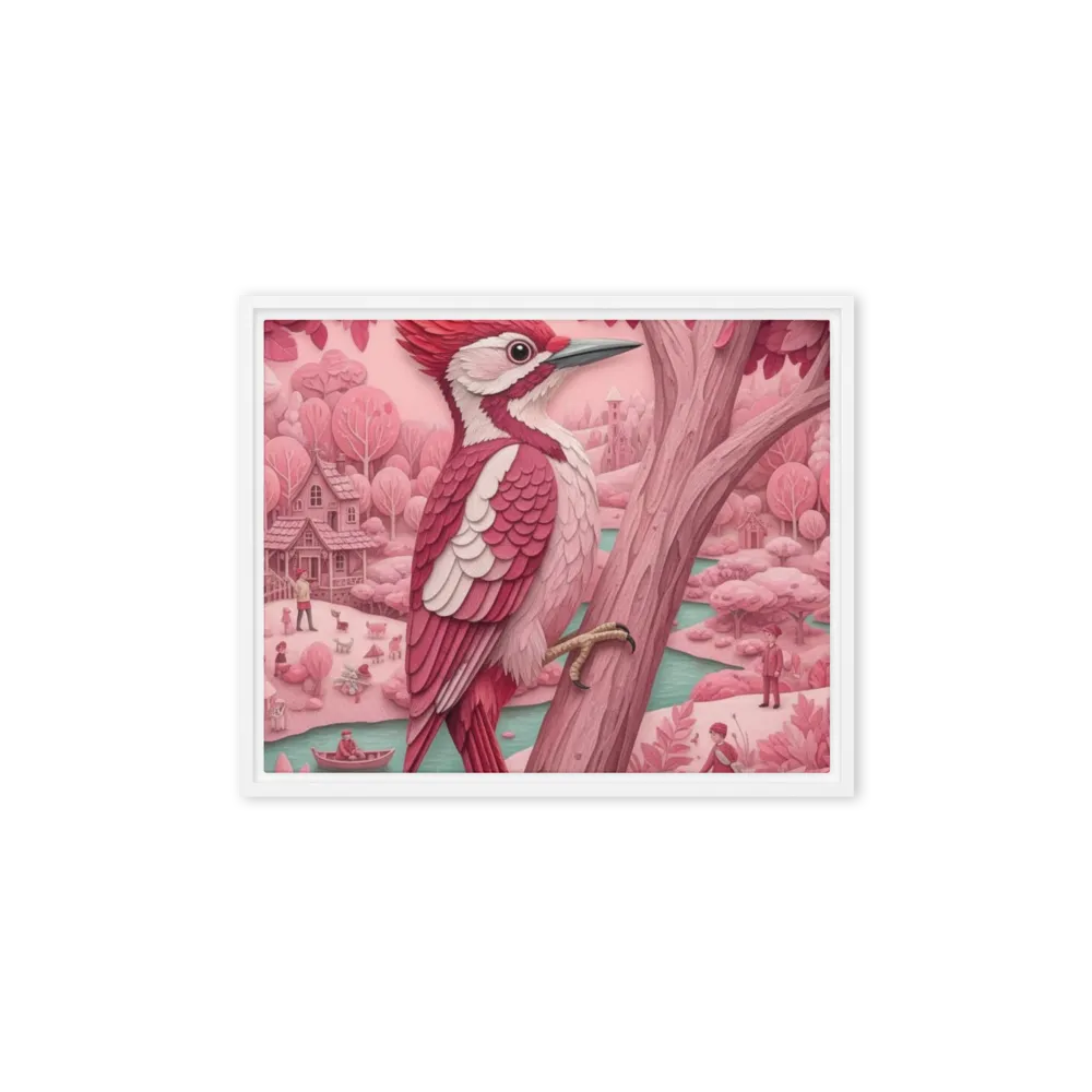 Rosy Woodland Woodpecker 
 Poster with White Frame | 16″x 16″