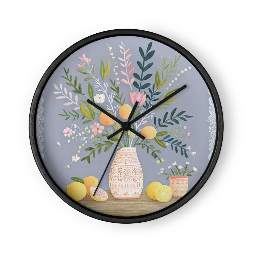 Citrus and Wildflower Arrangement | Wall Clock