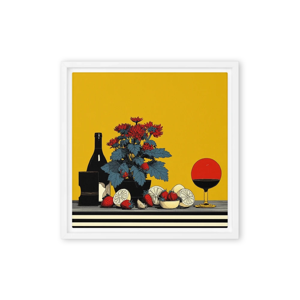 Red Flowers and Wine Still Life | Art Print