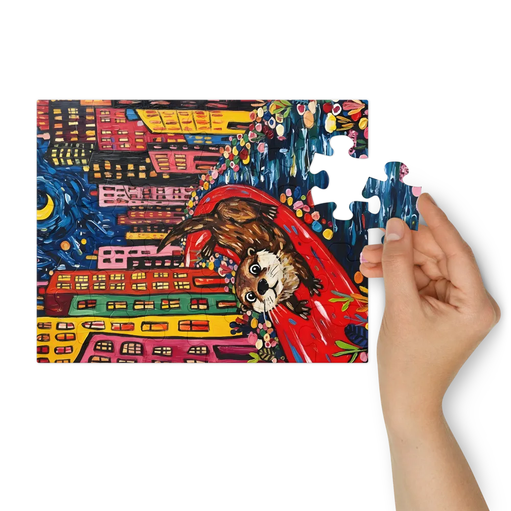 Starry Night Otter 
 Jigsaw Puzzle in Tin Box