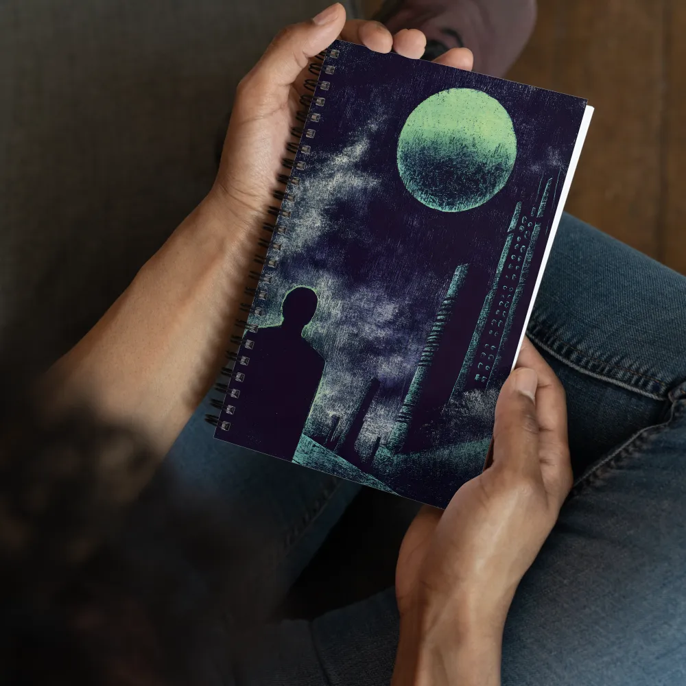 Solitary Figure, Dystopian Moon 
 Spiral Notebook | 140 pages