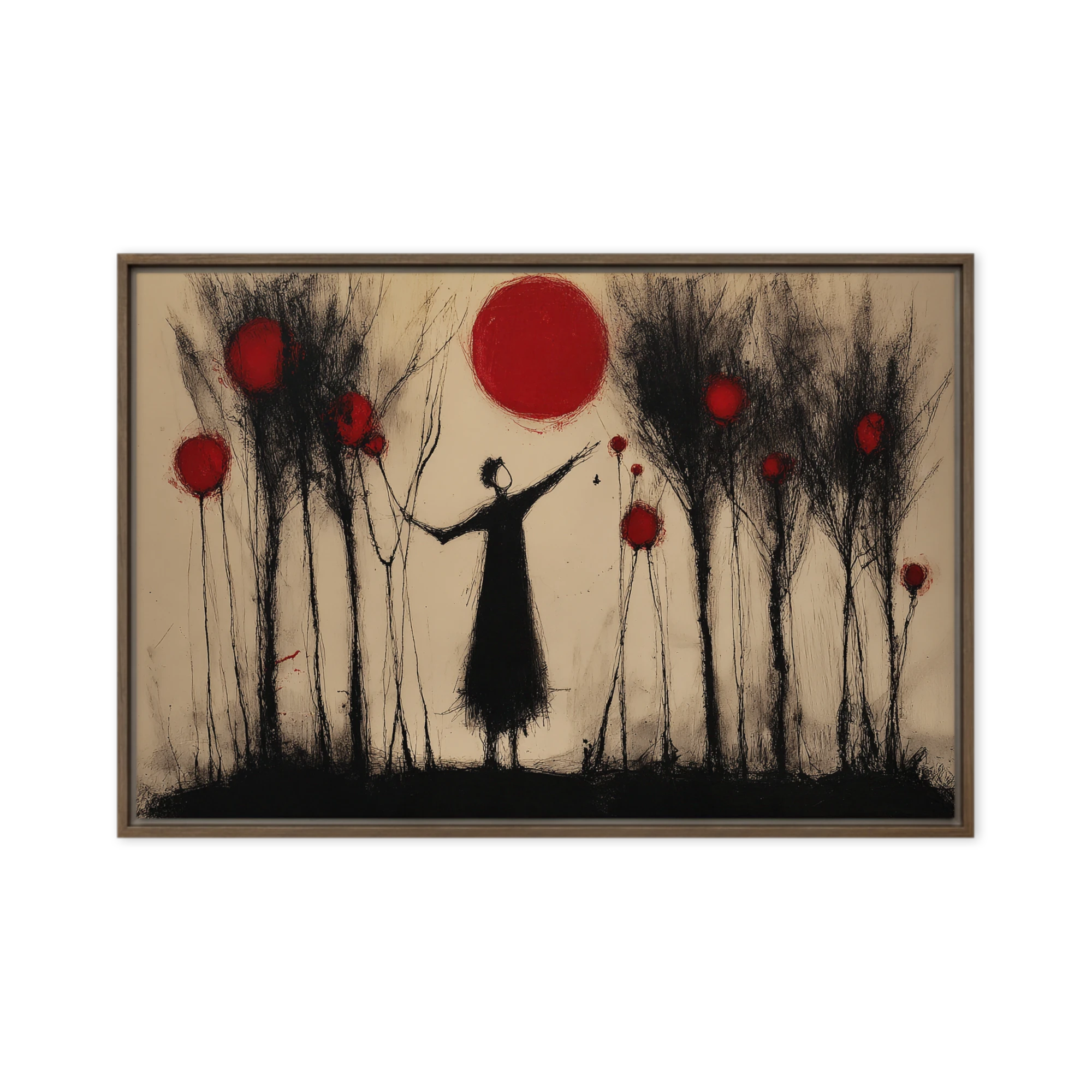 Solitude Under Red Orbs | Art Print