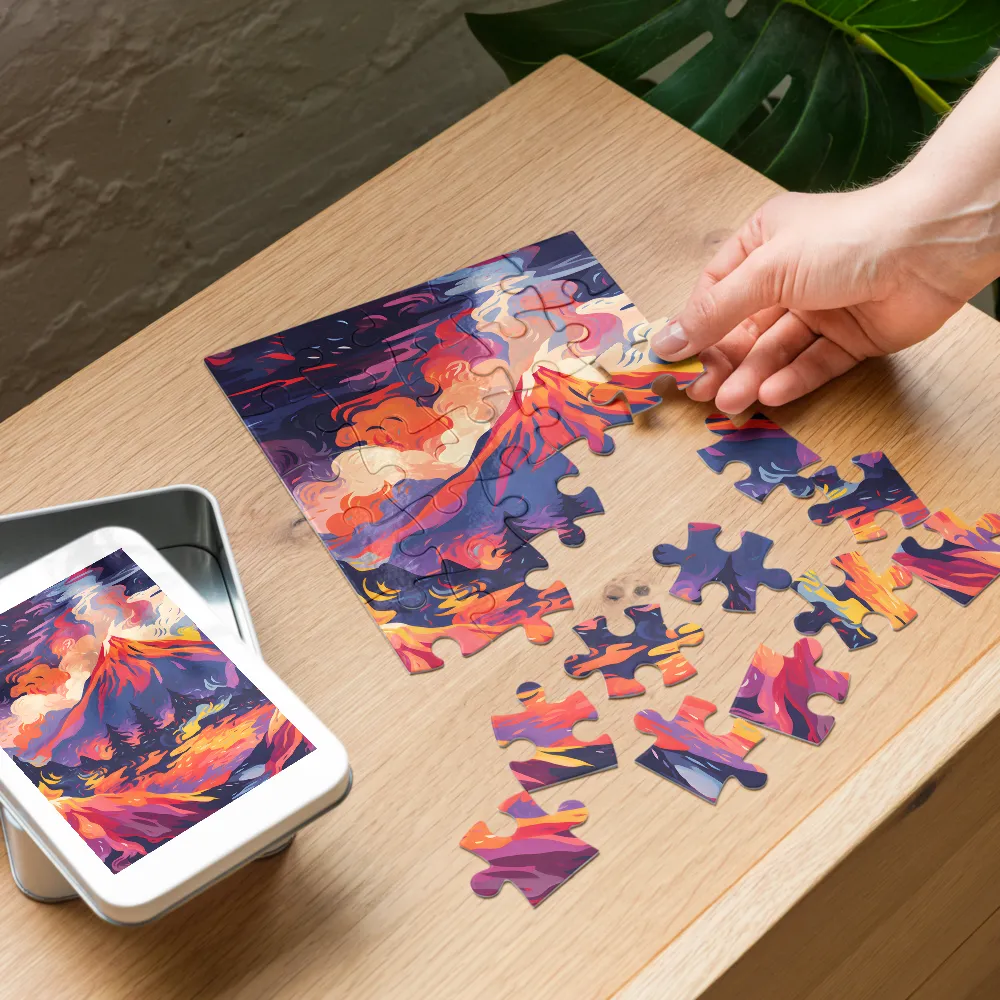 Vibrant Volcanic Fantasy 
 Jigsaw Puzzle in Tin Box