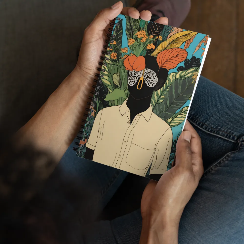 Tropical Elegance: The Masked Figure 
 Spiral Notebook | 140 pages