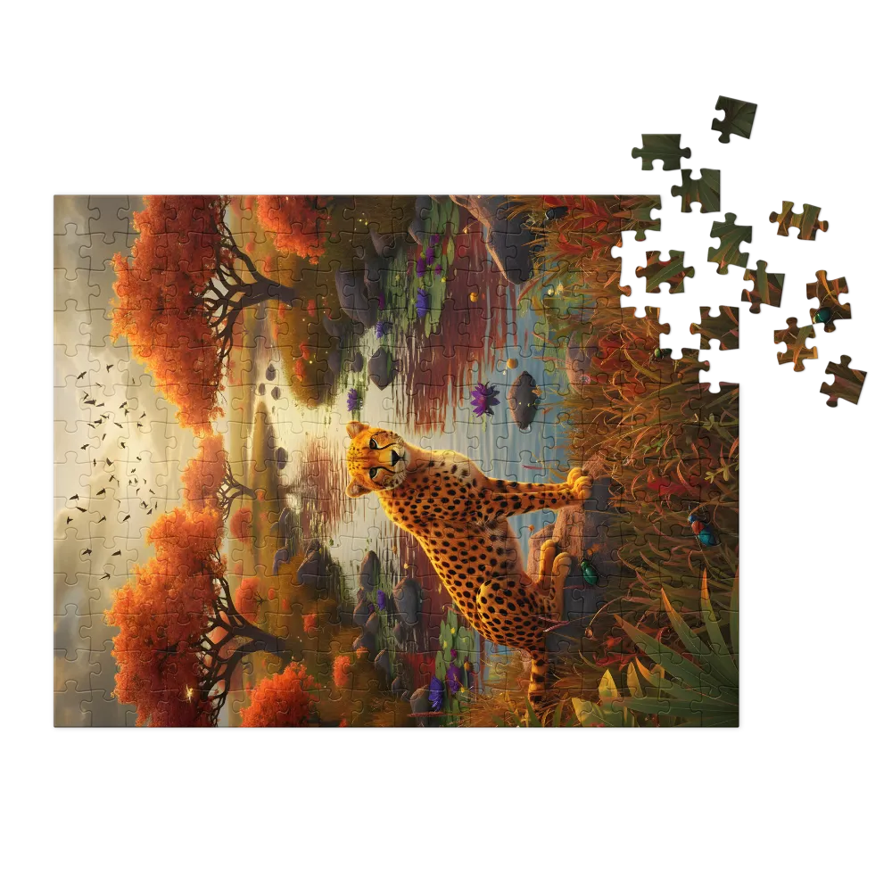 Cheetah at the Autumn River