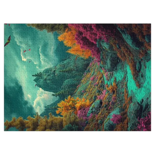 Surreal Landscape with Mountains and River | Jigsaw Puzzle (252/520 pieces)