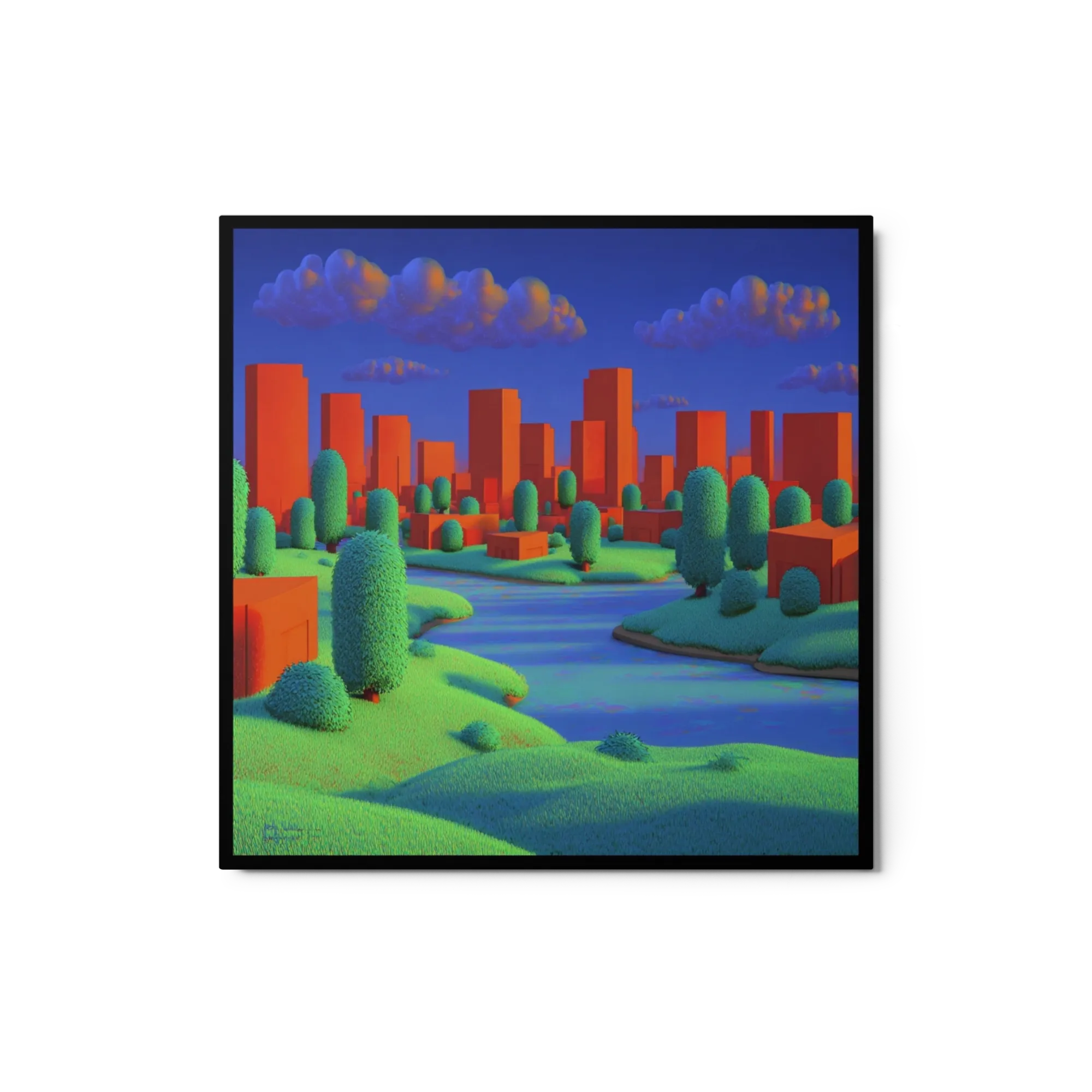 Orange Horizon and Green Riverbank