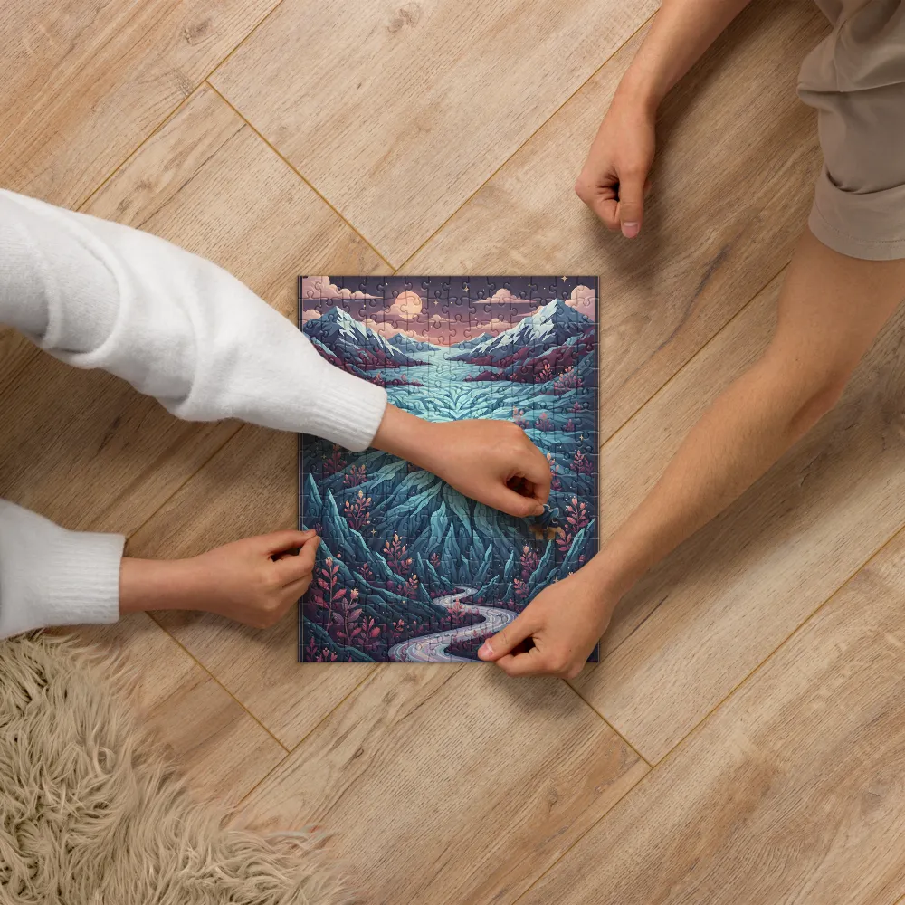 Moonlit Glacial Valley 
 Jigsaw Puzzle in Tin Box
