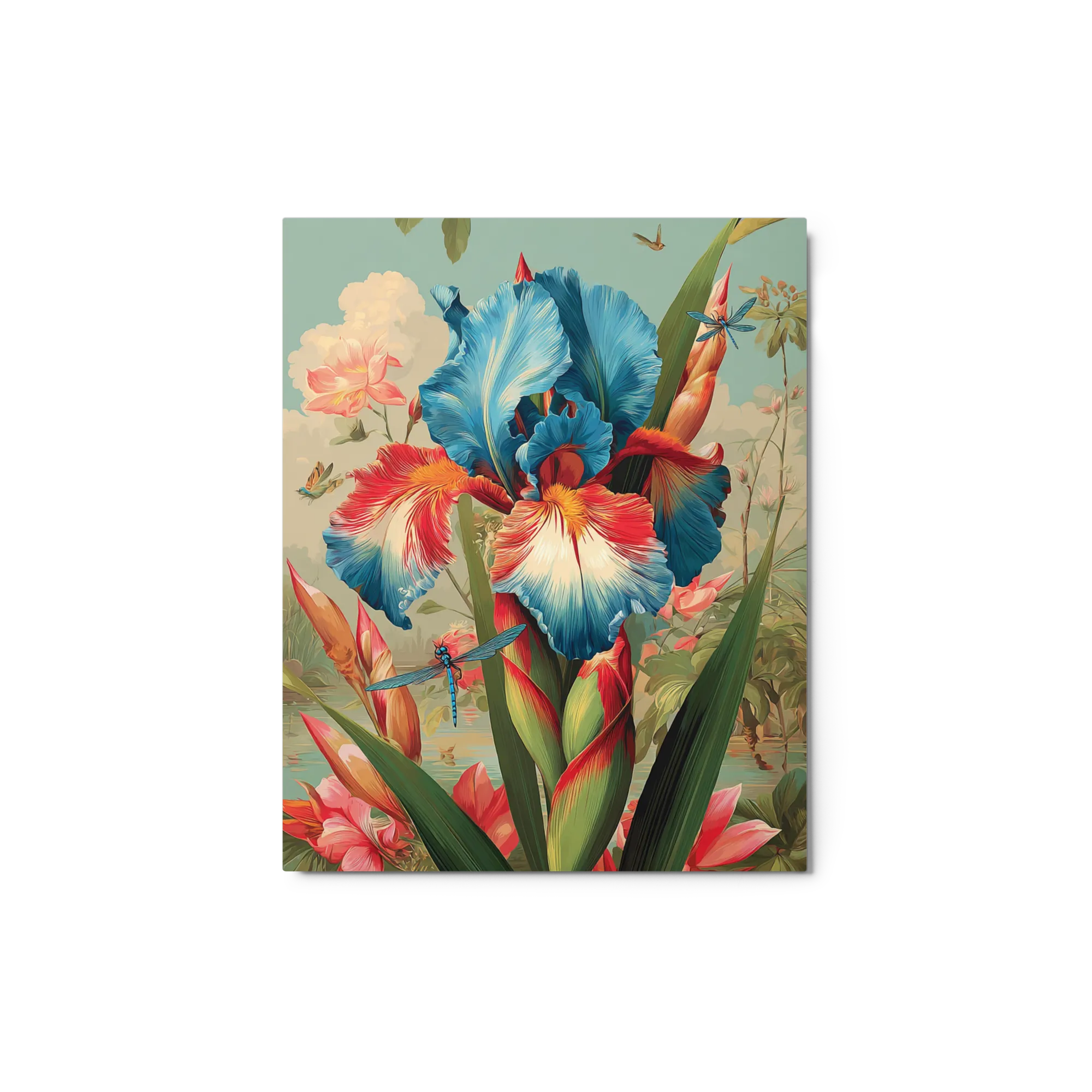 The Blue Iris and Dragonflies