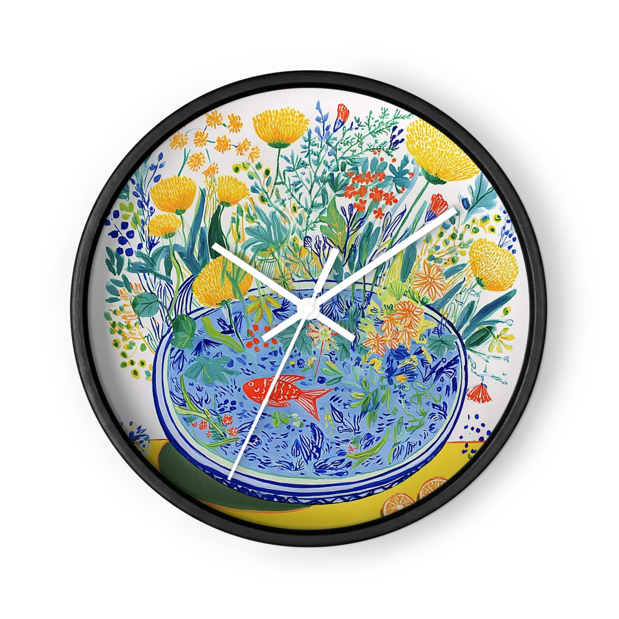 Goldfish in Floral Bowl