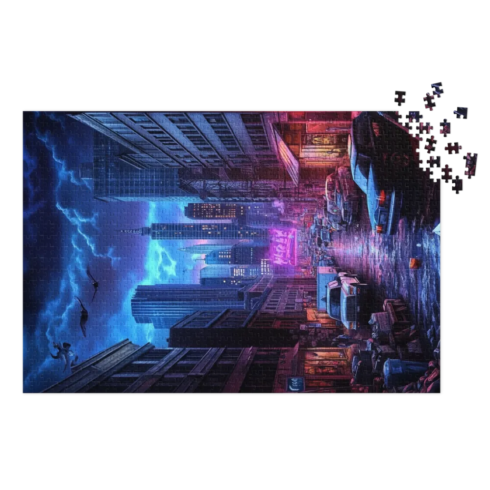 Futuristic Cityscape at Night | Jigsaw Puzzle (252/520 pieces)