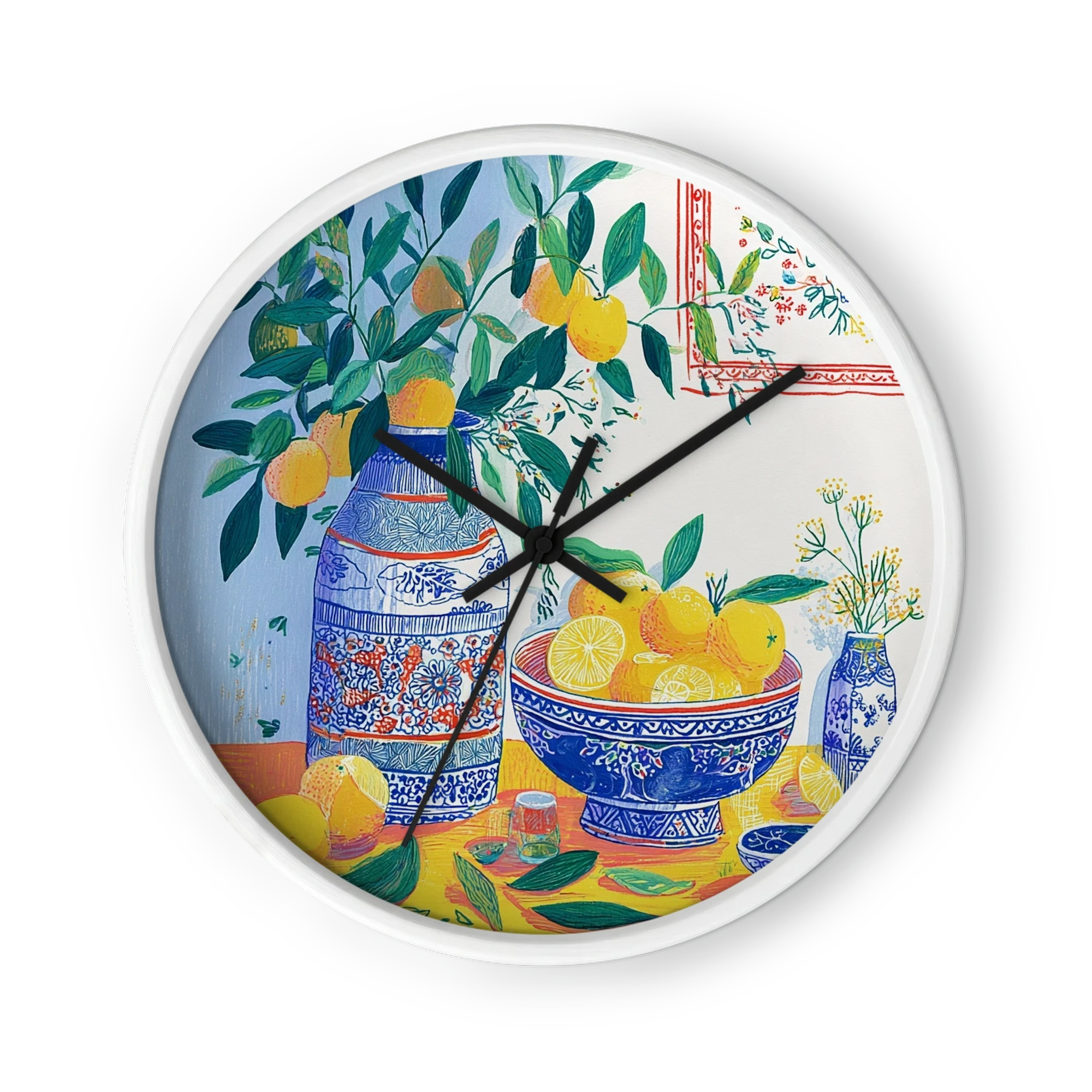 Lemons in Blue Ceramic Vase