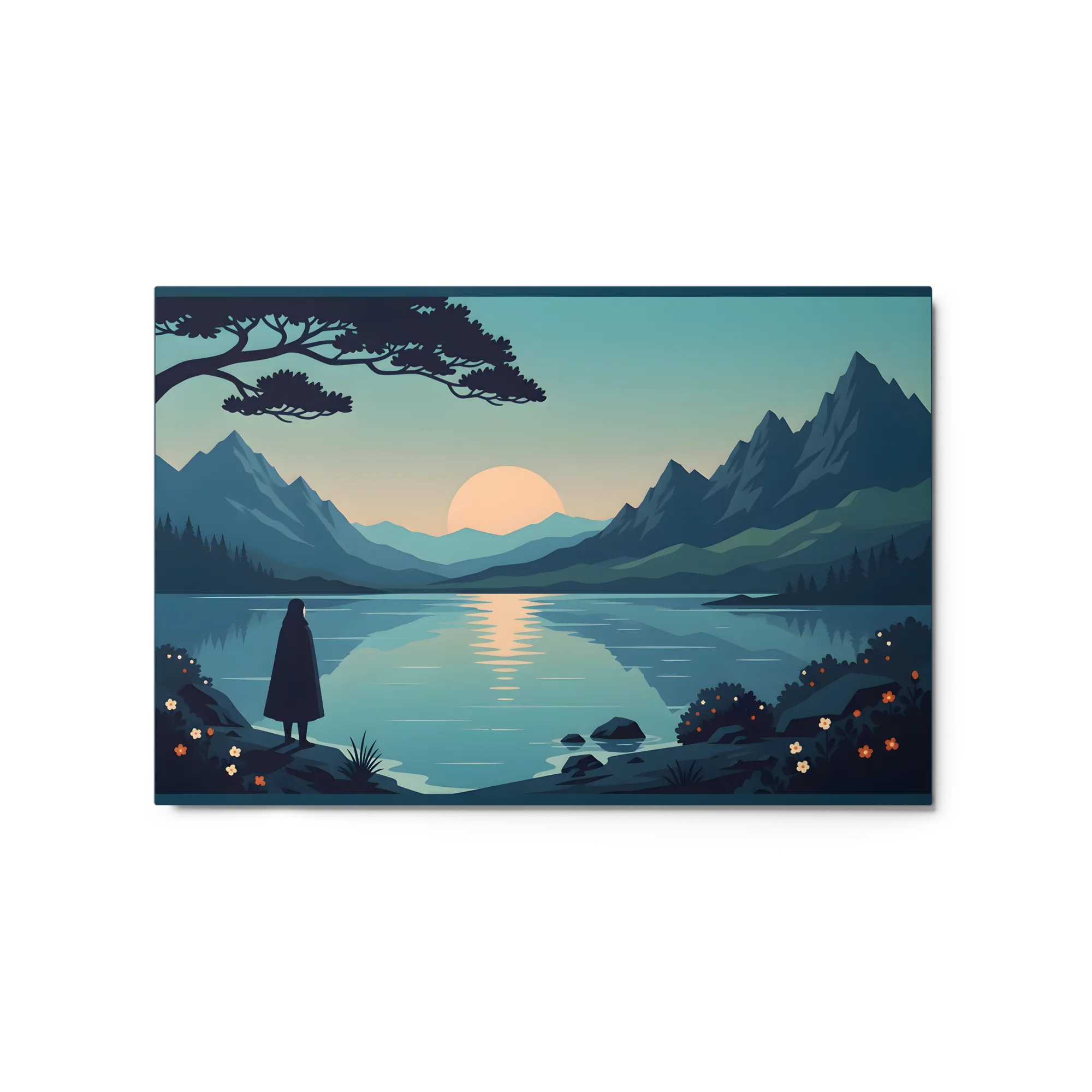 Tranquil Mountain Lake Sunset 
 Canvas | 12″x 18″