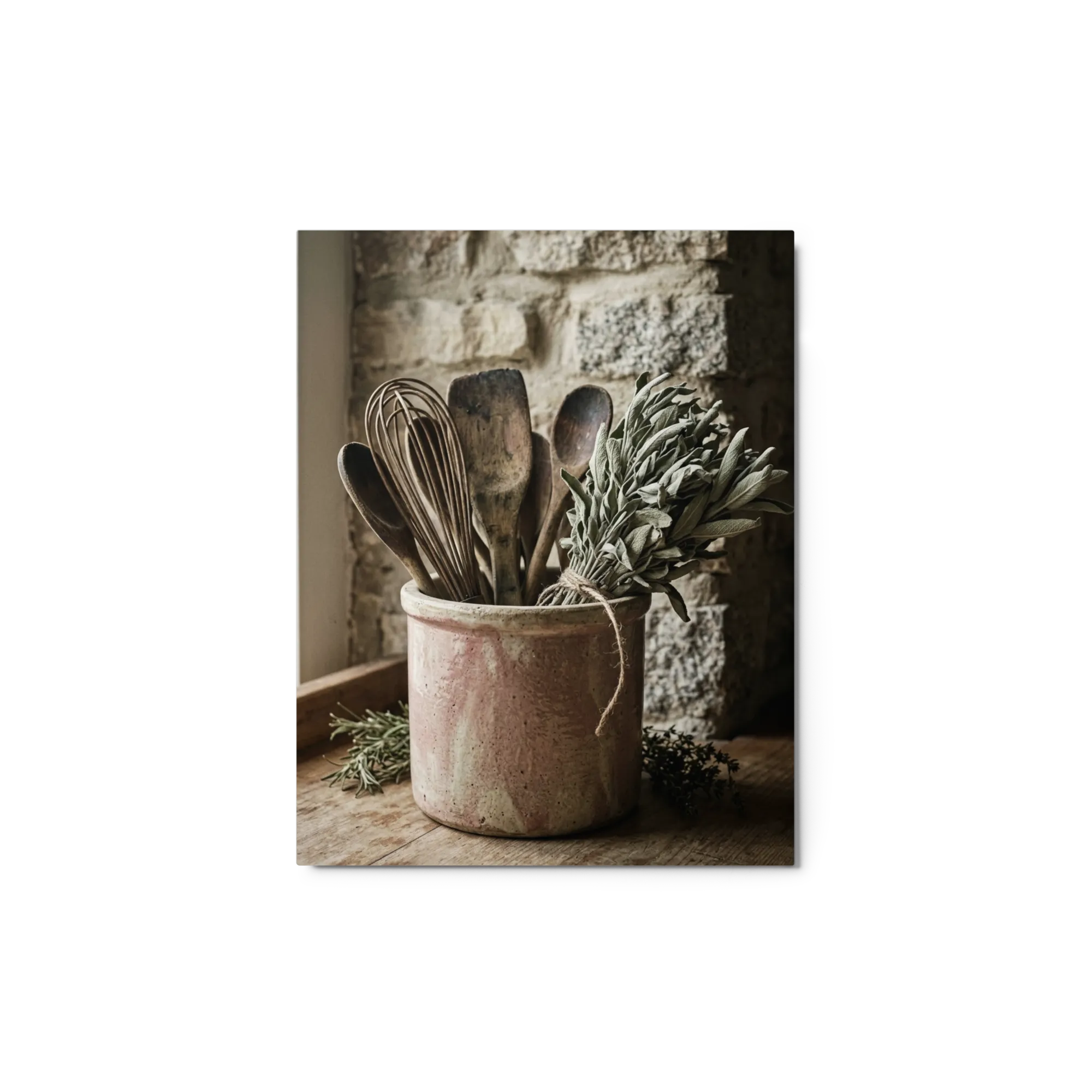 Rustic Kitchen Herbs Still Life 
 Metal Print | 8″x 10″