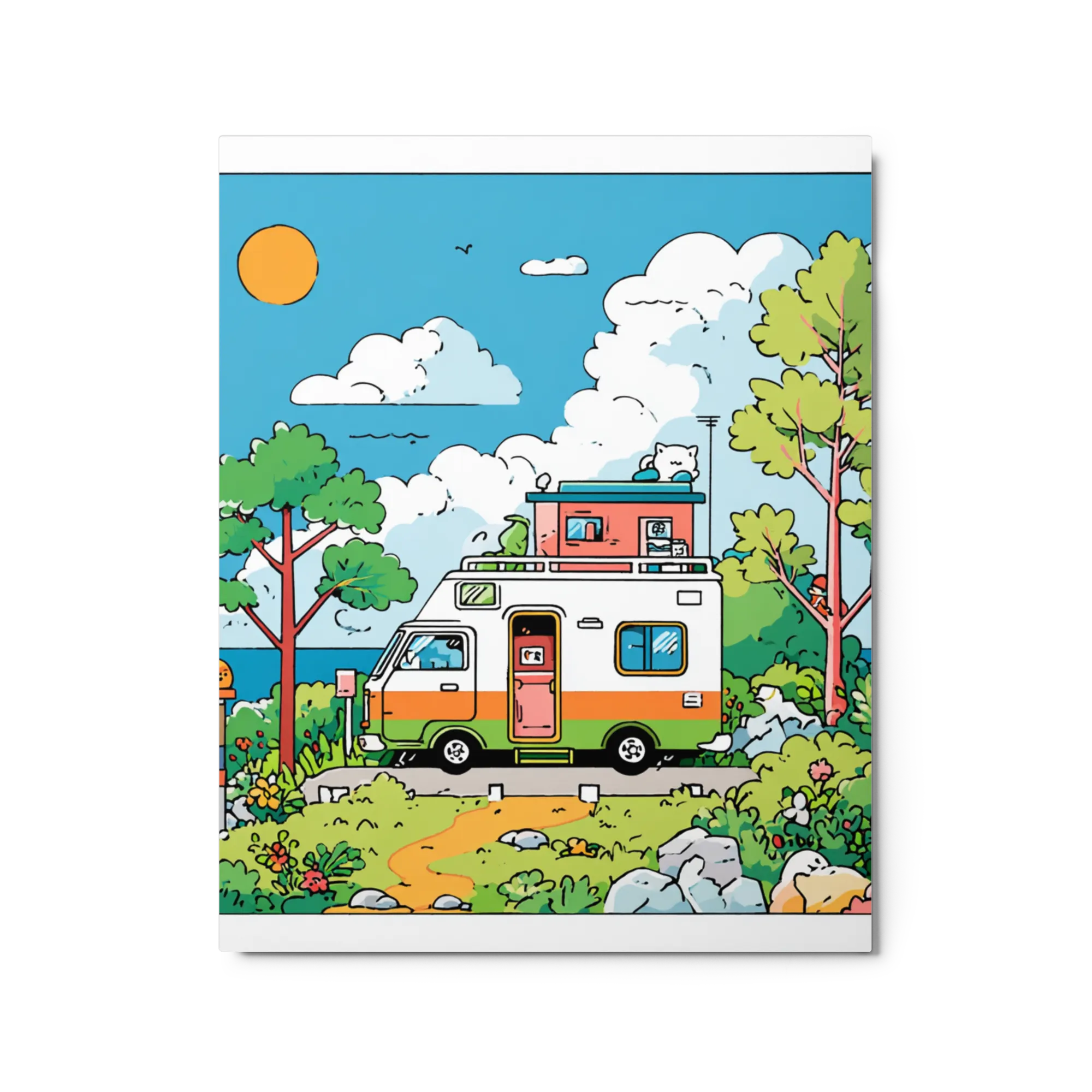 Lakeside Camper Adventure | Art Print