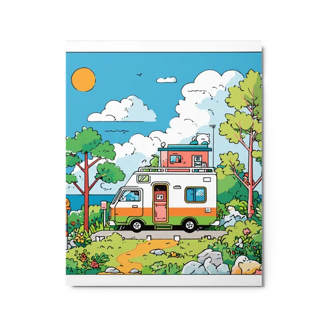 Lakeside Camper Adventure | Art Print