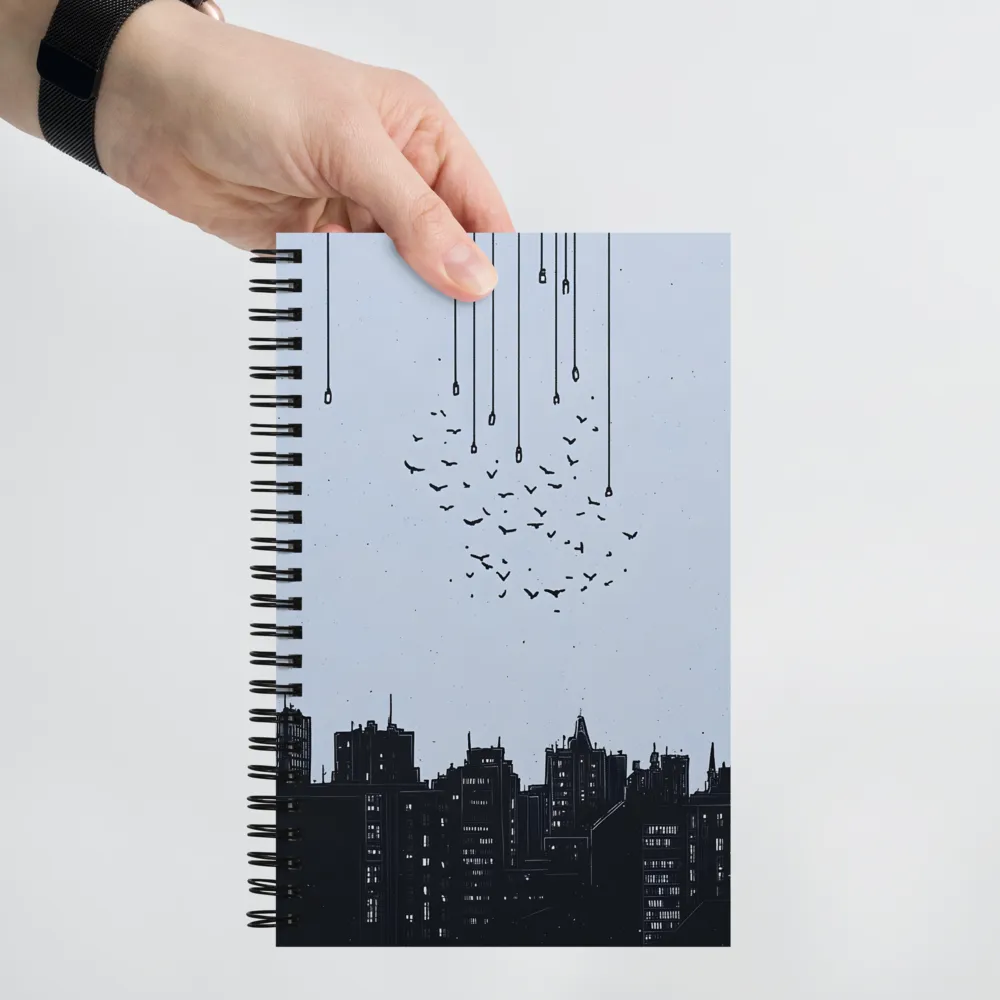 Cityscape with Flying Birds 
 Spiral Notebook | 140 pages