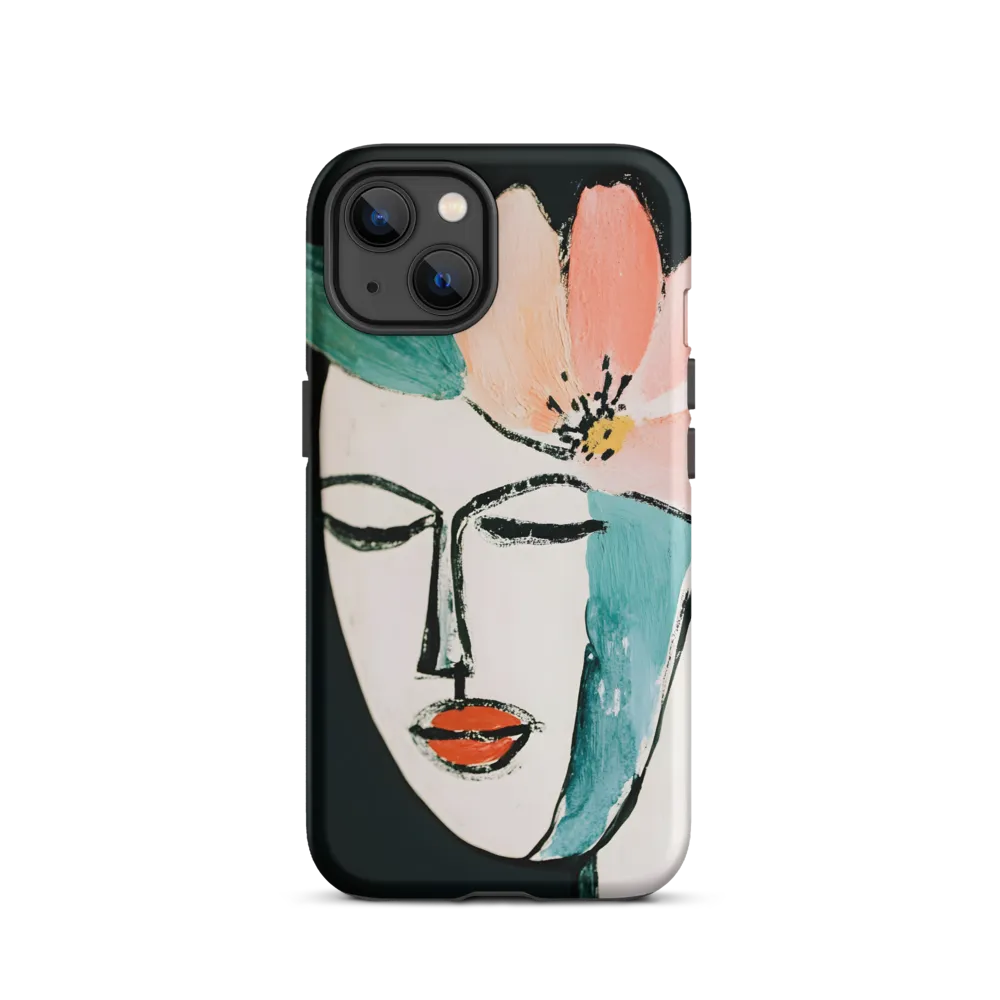 Modern Abstract Portrait with Flower | Phone Case