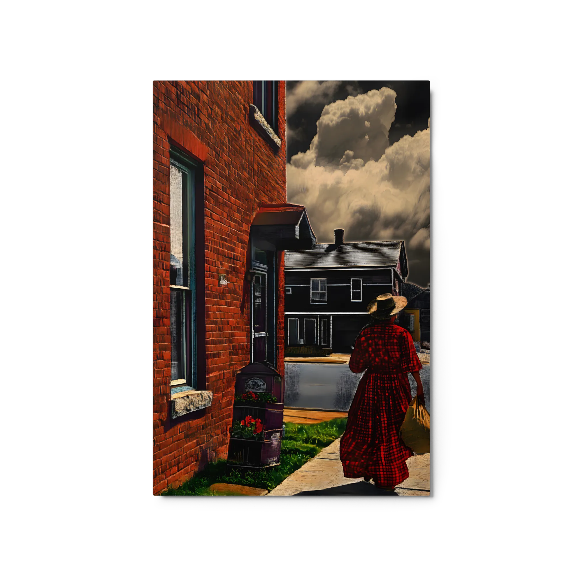 Woman on Red Brick Street