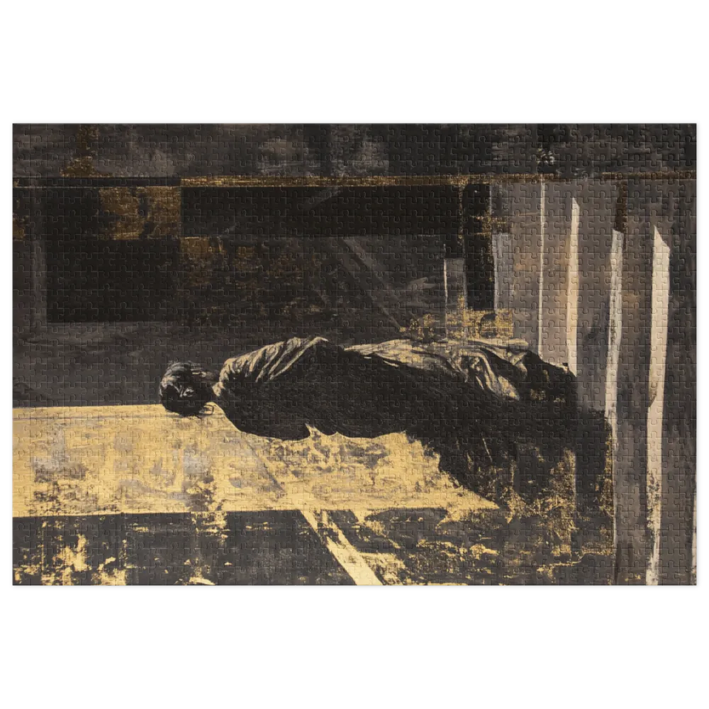 Ascent in Gold and Shadow 
 Jigsaw Puzzle in Tin Box
