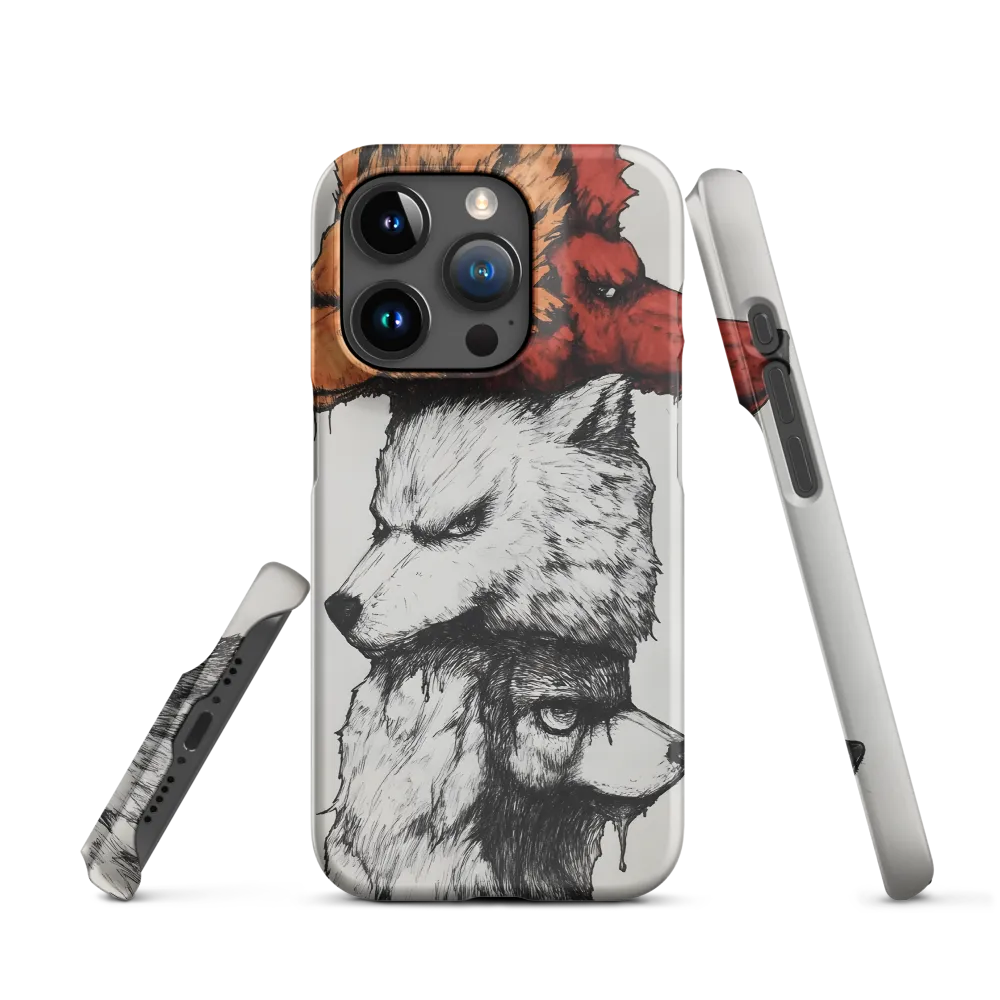 Stacked Wolf Heads Illustration | Phone Case