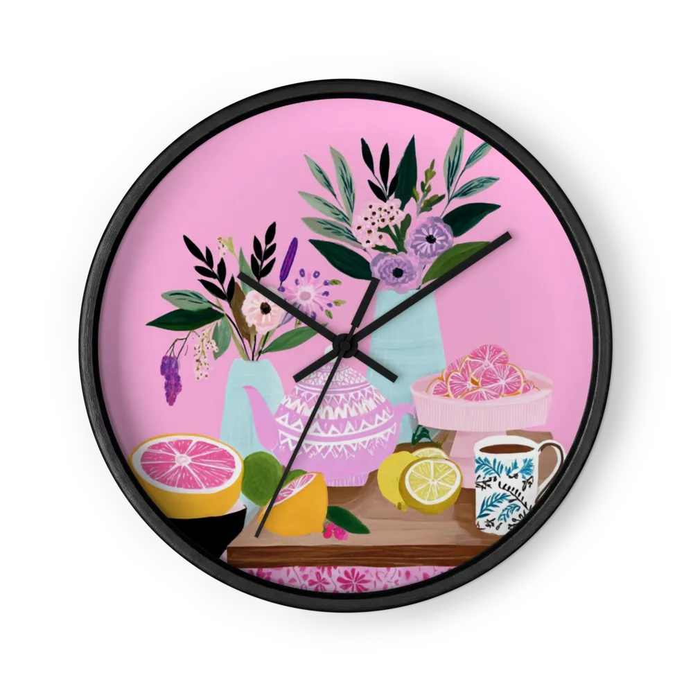 Natura Morta con Te Rosa | Orologio da parete
