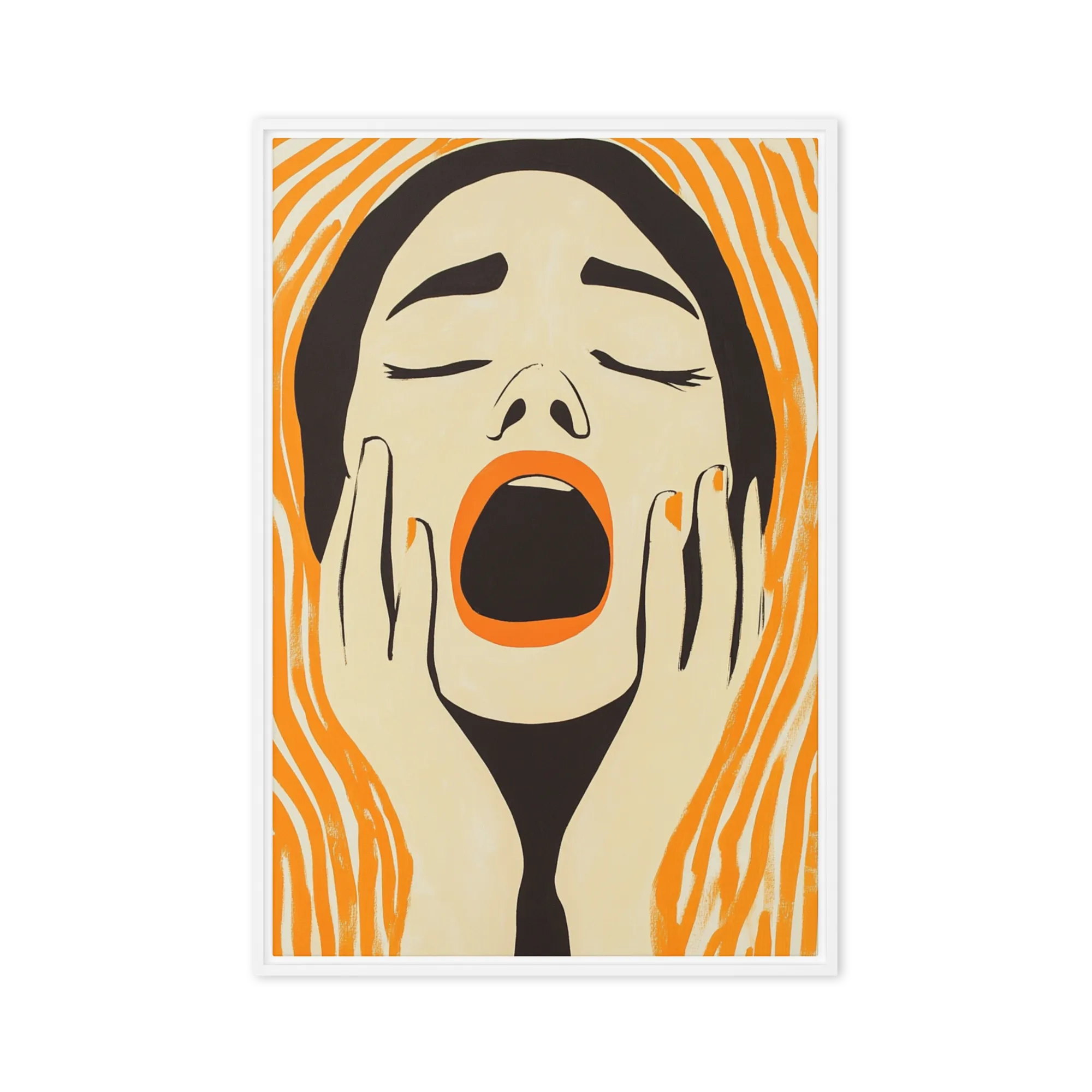 The Orange Scream 
 Canvas with White Frame