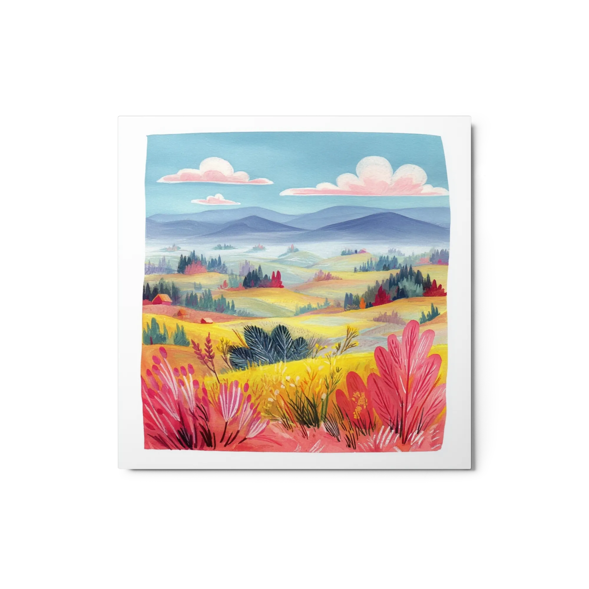 Pink Clouds Over Pastoral Hills