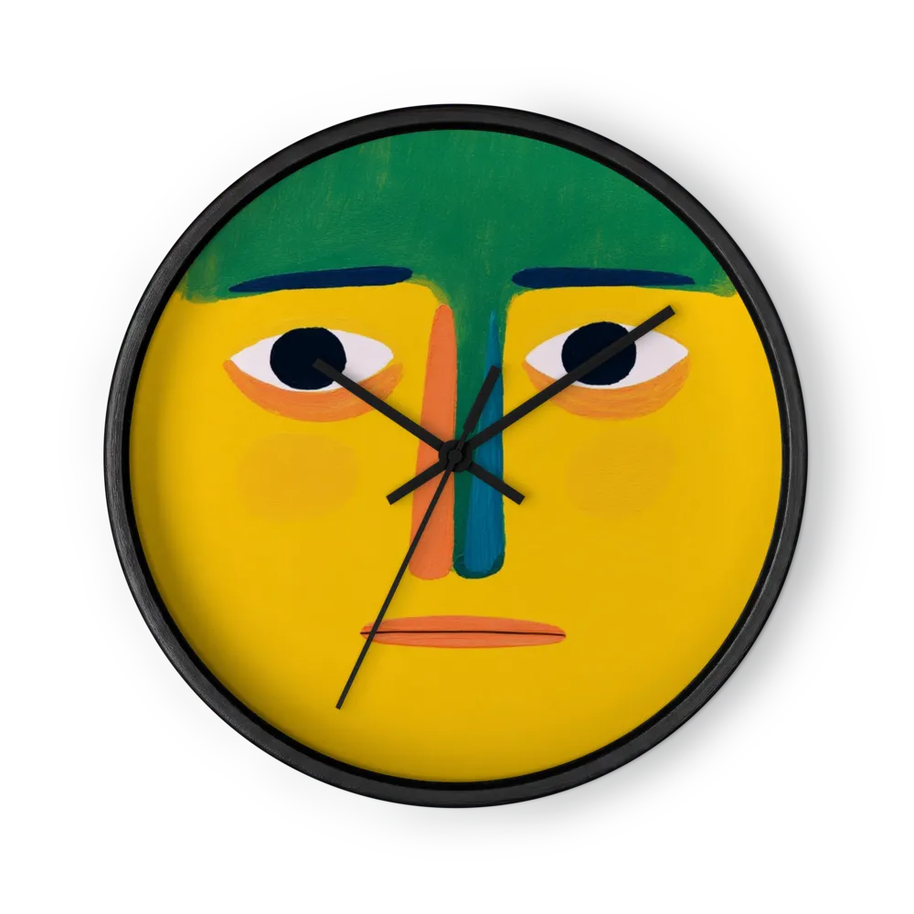 Yellow and Green Block Portrait | Wall Clock