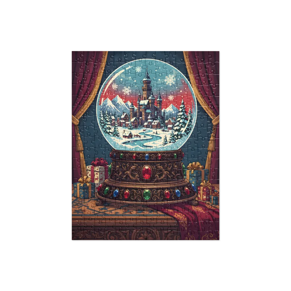 Winter Castle Snow Globe 
 Jigsaw Puzzle in Tin Box