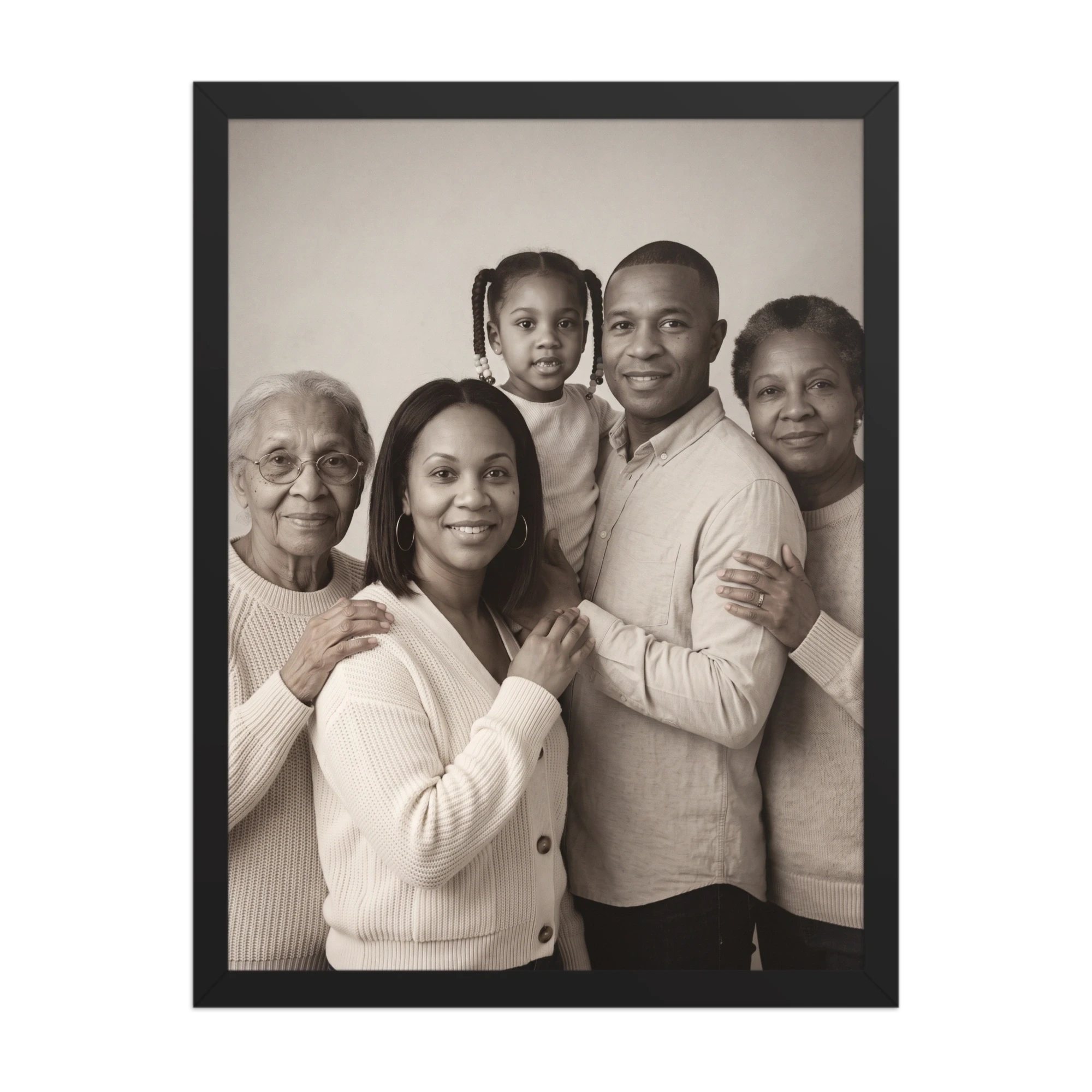 Black and White Family Portrait