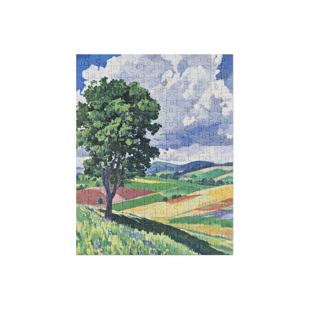 Lone Tree in Summer Fields 
 Jigsaw Puzzle in Tin Box
