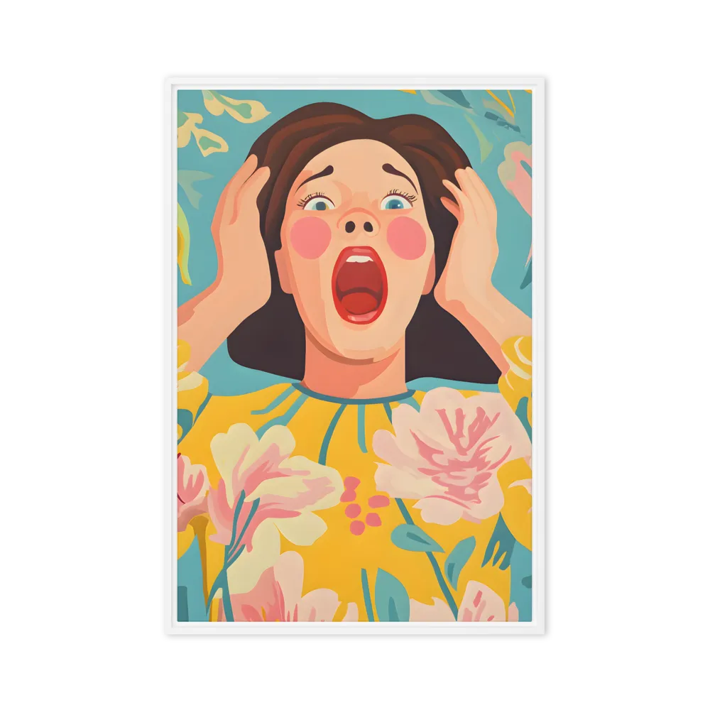 Floral Panic 
 Canvas with White Frame