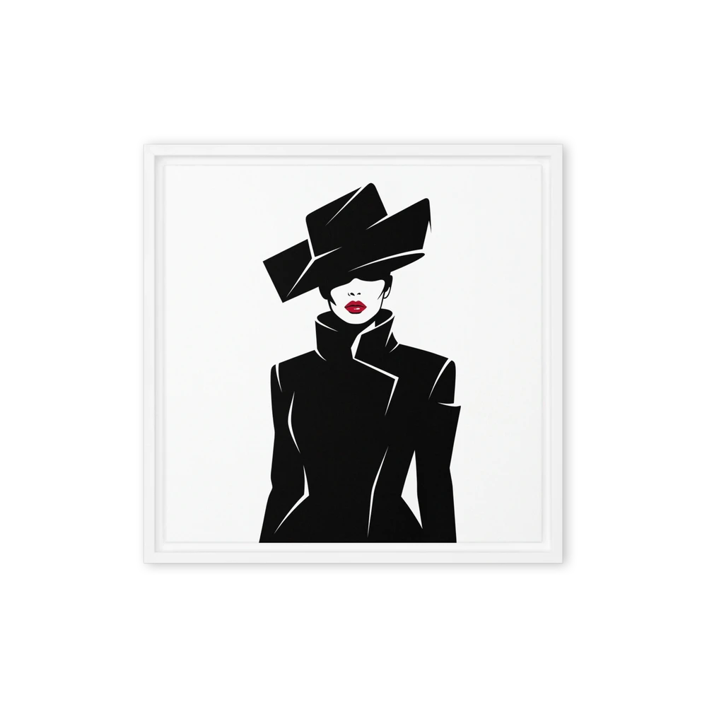Elegant Silhouette in Black Hat | Art Print