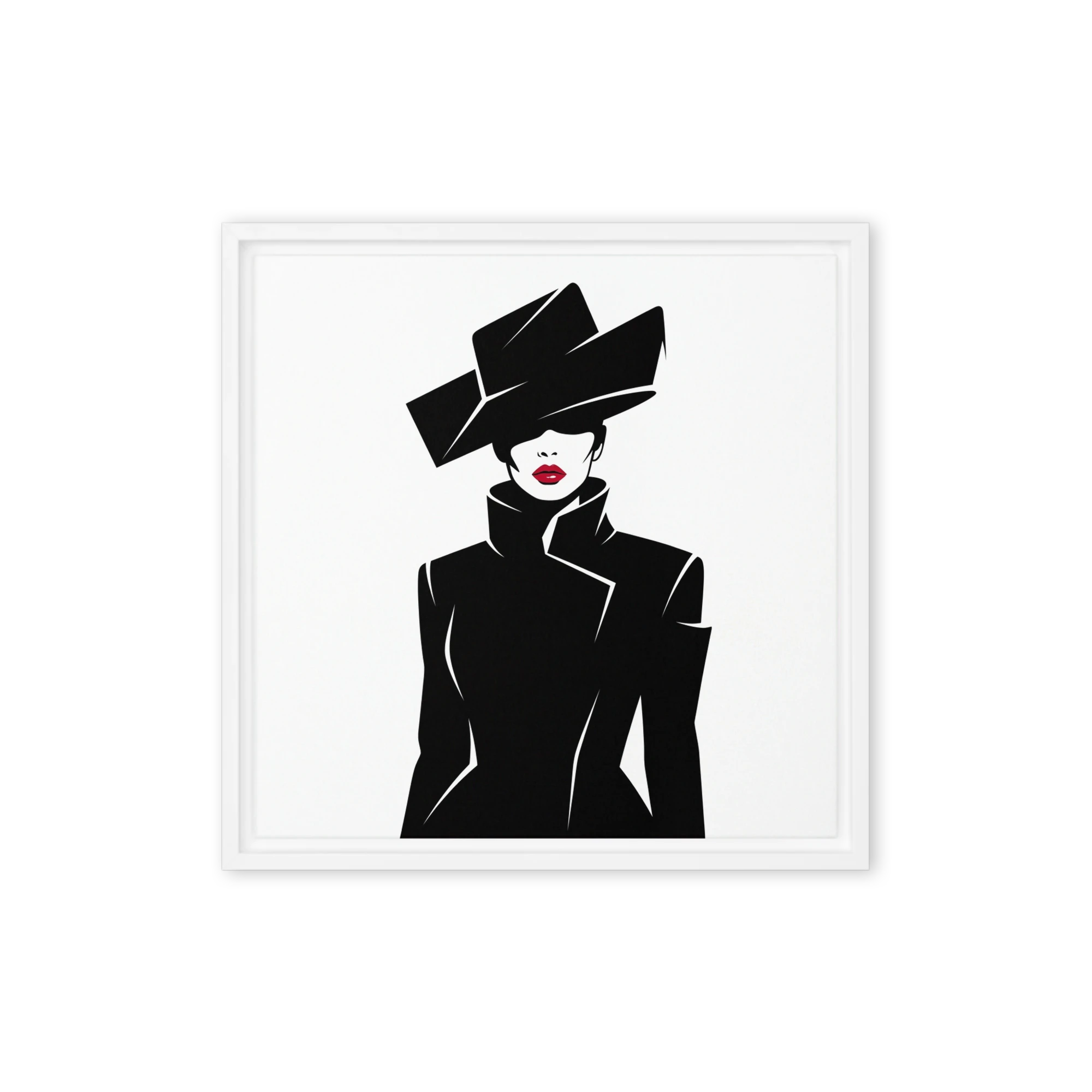 Elegant Silhouette in Black Hat | Art Print